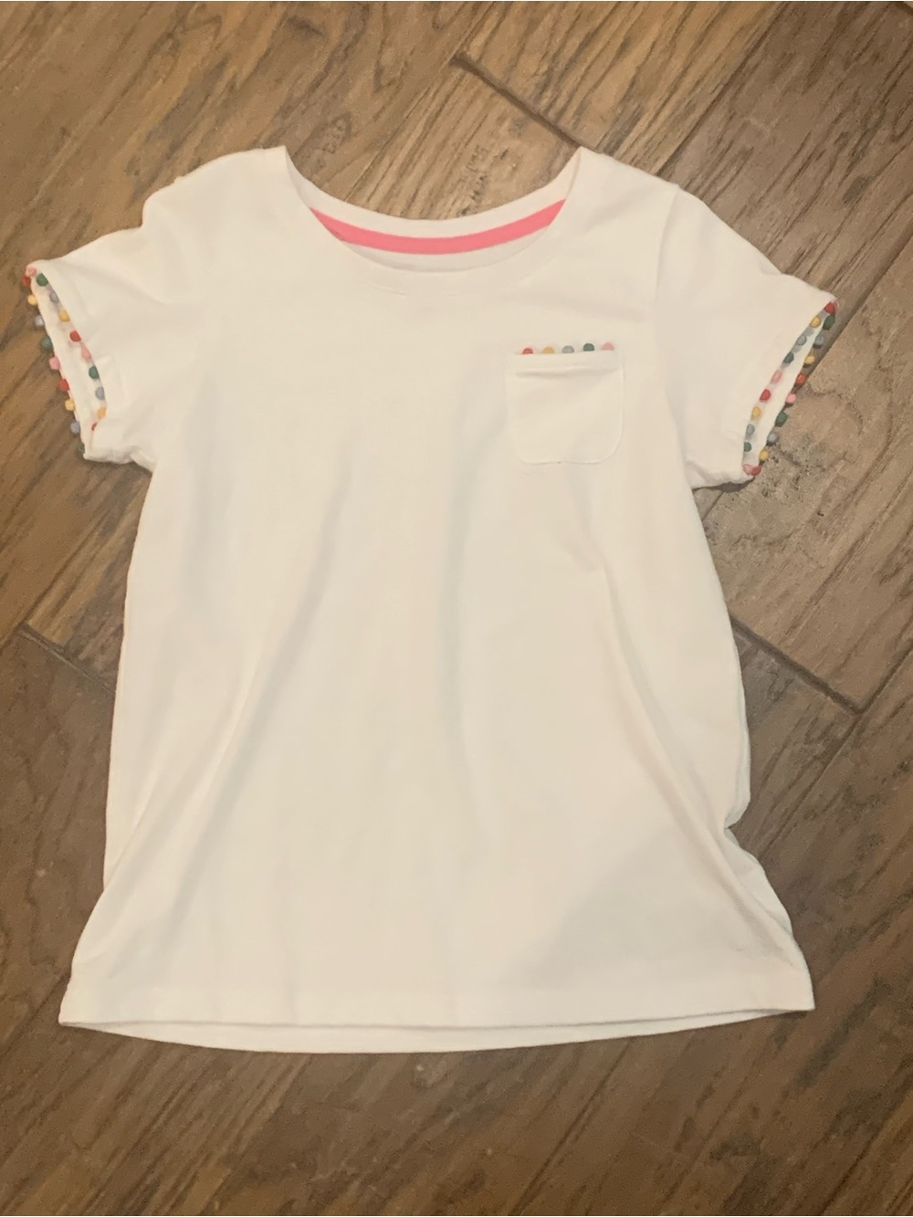 Girls Crown & Ivy White Tee with Multicolor Trim